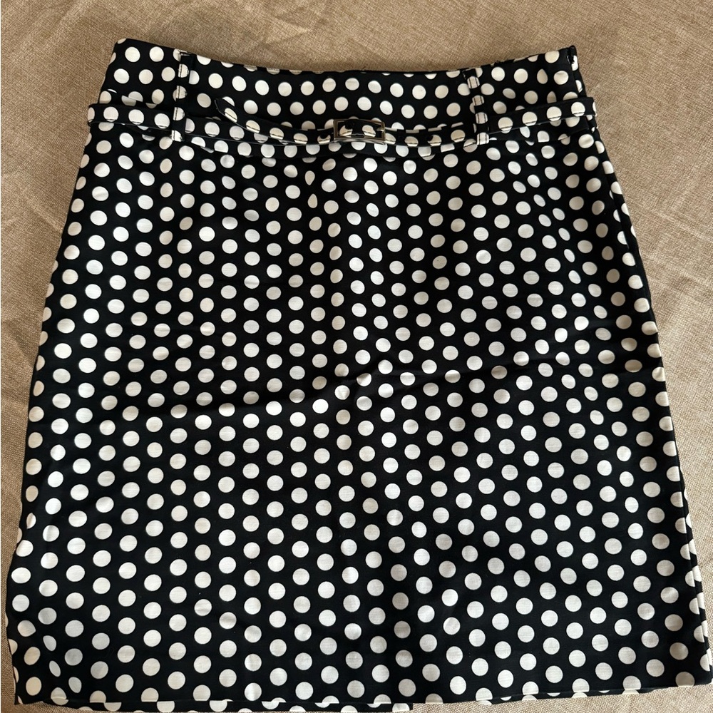 Rafaella size 12 black and white polka dot skirt with belt